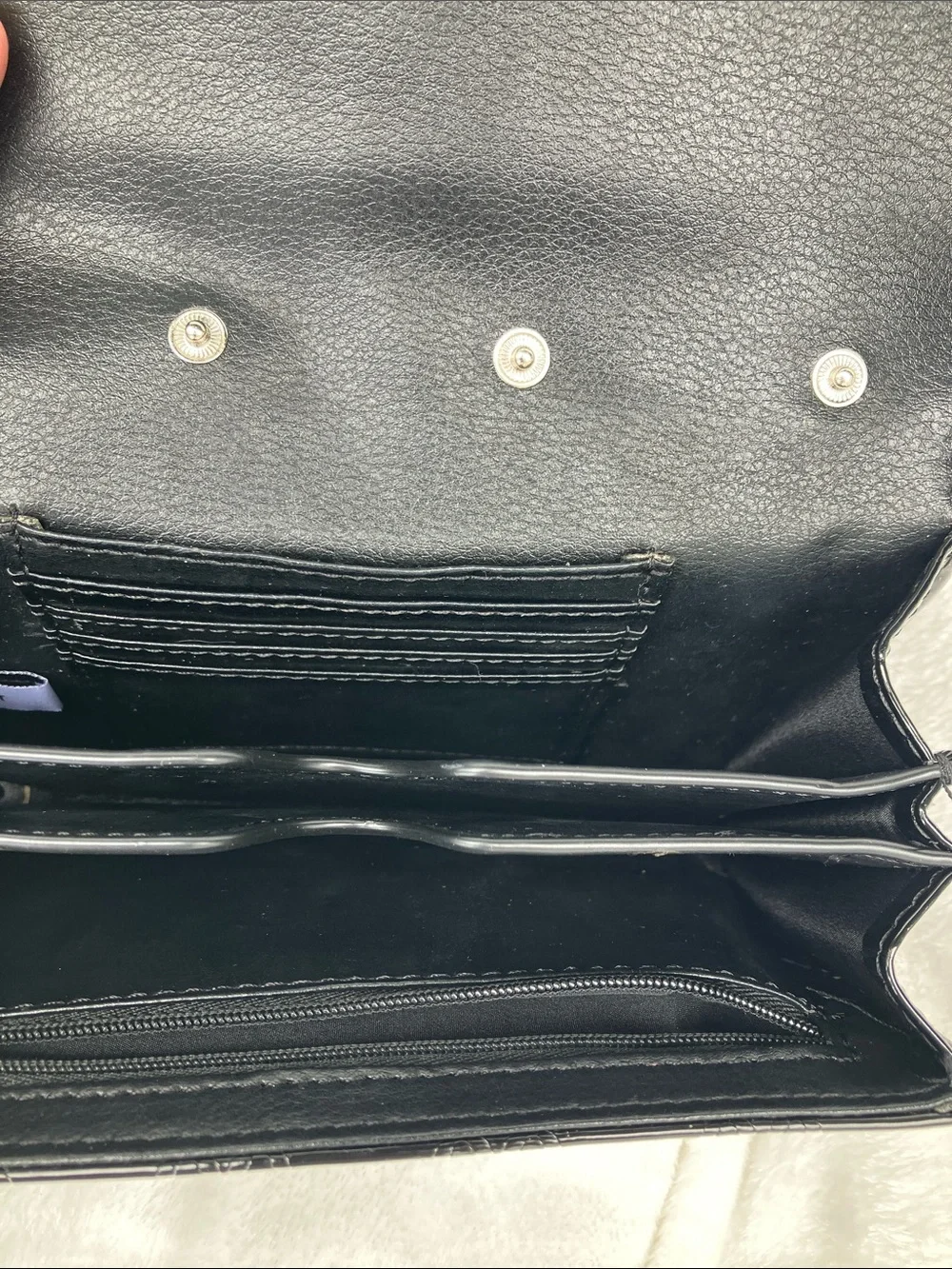 Nine West Black Patent Clutch with Bow Detail